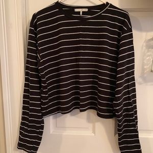 [Oak + Fort] Crop Stripe Long Sleeve